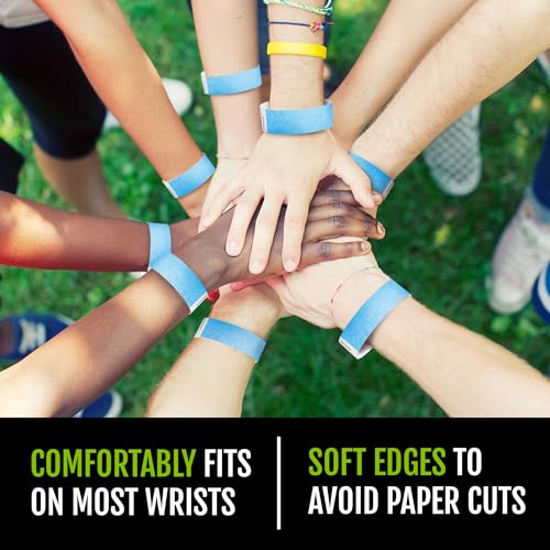 Image of 500 WristCo Sky Blue Tyvek Wristbands for Events - Comfortable Tear Resistant Paper Bracelets ID Wrist Bands for Concerts Festivals Admission Party Identification