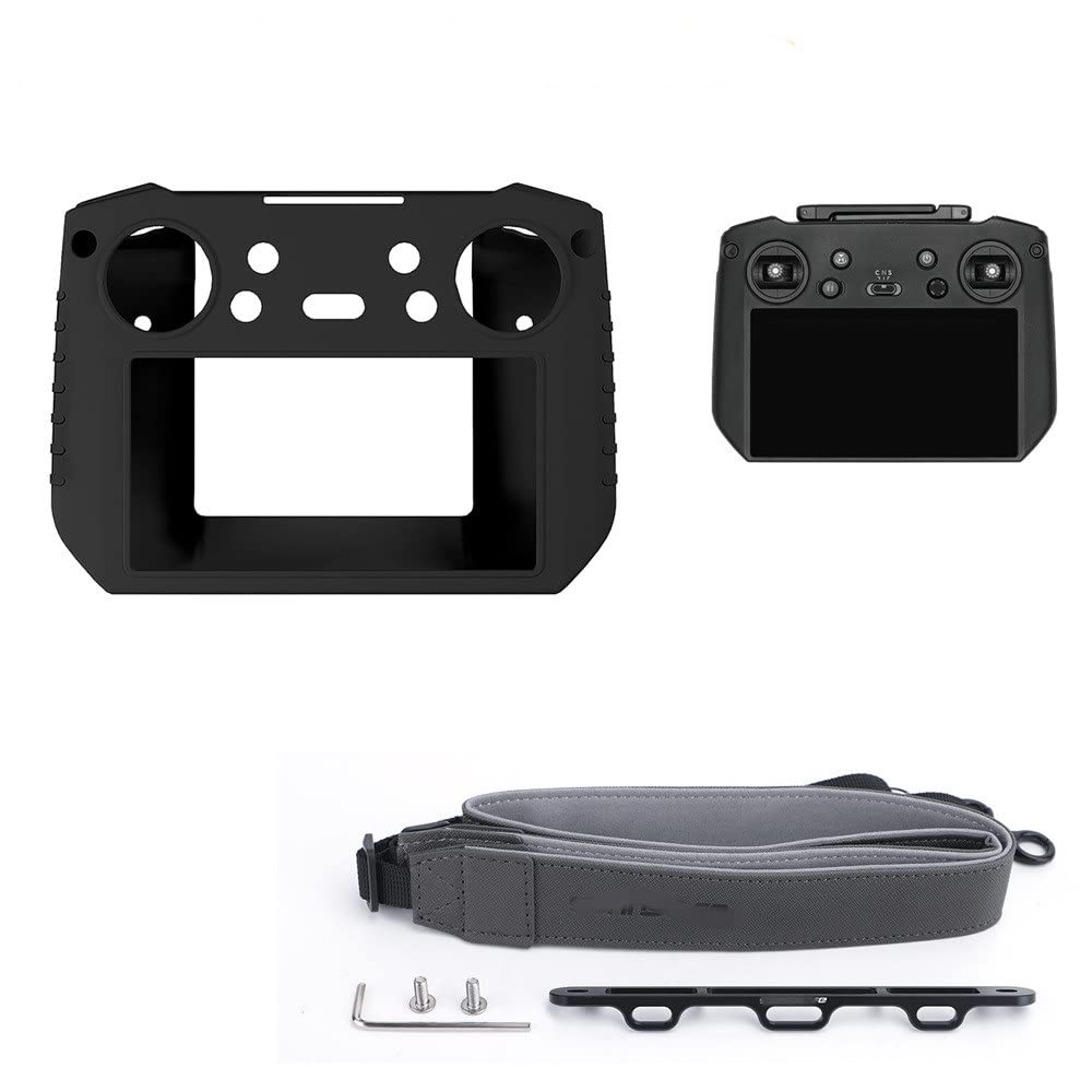 INLIMA Per DJI RC Pro Smart Controller Display ad alta luminosità Cordino da collo Pellicola di vetro Controller Custodia in silicone Set accessori Drone (colore: Set A per RC PRO)