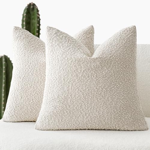 Foindtower Pack of 2 Textured Boucle Throw Pillow Covers Accent S...
