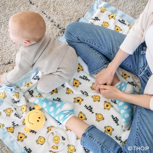 Image of JuJuBe x Studio Oh! Baby Essentials Reversible Baby Blanket - Soft Throw for Newborns & Infants, Ideal for Tummy Time, Home, Travel & Nursery Essentials - Mr. Happy