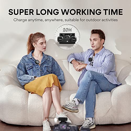 Image of MAONO Ultra-Compact Wireless Lavalier Microphone with Charging Case, 2.4GHz Dual Lapel Mics with Real-time Monitoring, Gain and Mute for Interview, Vlogging, Live Streaming, TikTok(WM821 A2)