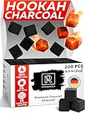 Hookah Coals Coconut Hookah Charcoal – 200 Count & 3 KG (6.6 lbs) – Value Pack Premium Quality 25mm (1x1x1 in) – 100% Natural Coconut Coals for Hookah Cubes – NOT Quick Light Charcoal Coco