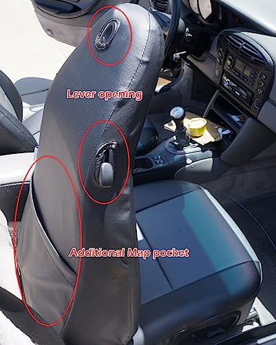 Iggee Black Artificial Leather Custom Made Original fit Front seat Covers Designed for Porsche Boxster 1997-2004 - Image 3