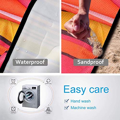 Image of PACKNBUY Foldable Picnic Mat for Outdoor Waterproof Sand Proof Camping Blanket for Beach Travel Park Family Outing Trekking Hiking Large Foldable Mat Rug (RED Pink)