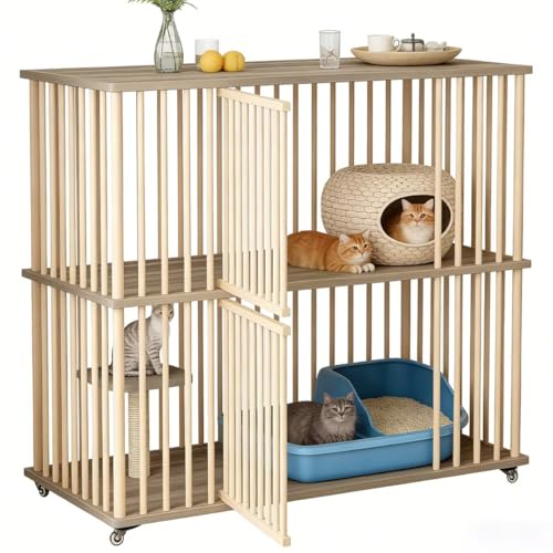 TUIYIDUO �L�P�[�W �L���b�g�n�E�X2 �i�\�� �V�R�ؐ� �����` ���@ �L���X�^�[�t�� �ړ����ɂ߂ĕ֗� ���S�ň��� ���{��������t���i 112*56*108.8cm�j