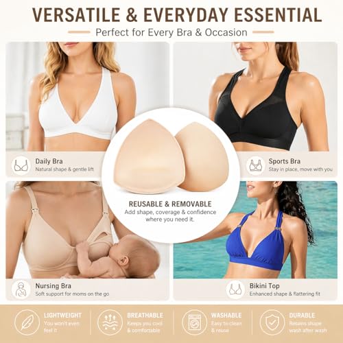 Image of TAOHUA GARDEN 5 Pairs Bra Pads Inserts,Removable,Breathable, Air Cotton,Foam Sponge