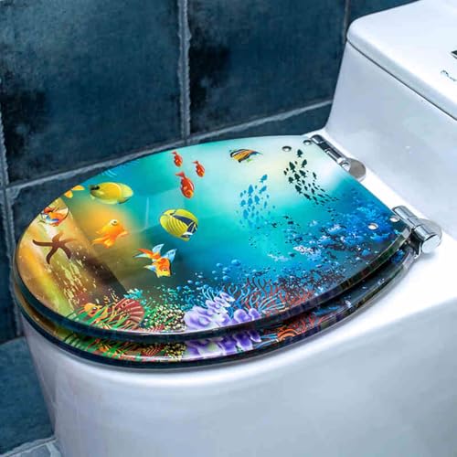 ֍AX[N[Y֍A Resin Toilet Seat Soft Close Arc Design Removable For U V O Toilets Size 42x36 cm(Style-18)