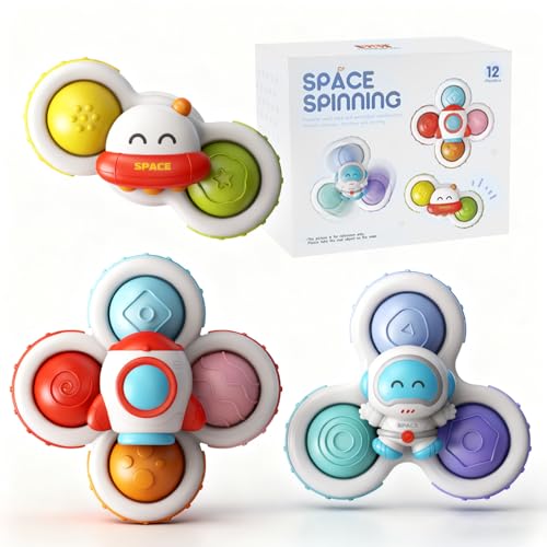 Bosmsaslad 3Pcs Jeux de Bain Bebe, Ventouse Spinner Jouet, Spinner Bebe Ventouse, Spinner Bebe...