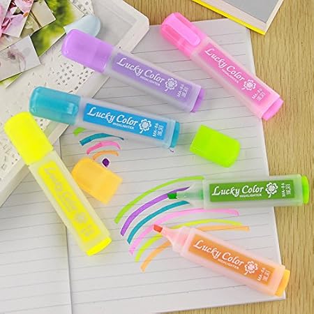 Amazon 6ピースかわいいカワイイ蛍光蛍光ペン水彩マーカーペン用ペイント描く学用品文房具 蛍光 文房具 オフィス用品