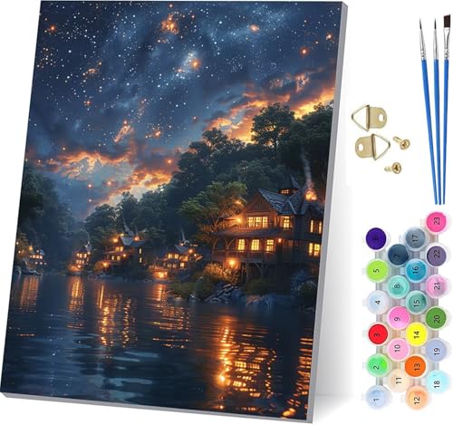  G DIY Paint by Numbers for Adults ƁX LbgqS hG  Lbg uVƃANG̋ yCgoCio[ l̃NtgANeBre z[ ItBX ւ̃Mtg 40x5