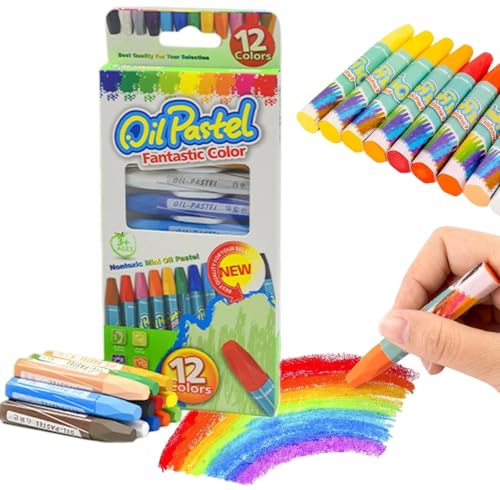 Image of Amitasha 12 Oil Pastels Crayons Colour Set, Soft Oil Pastels Wax Color for Art Painting, Drawing, Blending, Art Supplies for Artists, Beginners, Students Educational Gift