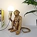 Jorunhe Bedside Table Lamp, Resin Monkey Table Lamp, Creative Desk Lamp Lighting Fixture for Living Room, Bedroom, Office, and College Dorm (Gold)