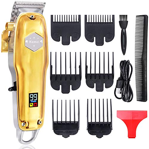 Powerful Hair Clippers for Men Hair Cutting Kit Professional Cordless Rechargeable Hair Beard Trimmers Mens Grooming Set LED Display Gold