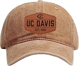 R and R Imports UC Davis Aggies Officially Licensed Dad Hat - Unisex Baseball Cap with Hexagon Engraved Leather Patch Coffee