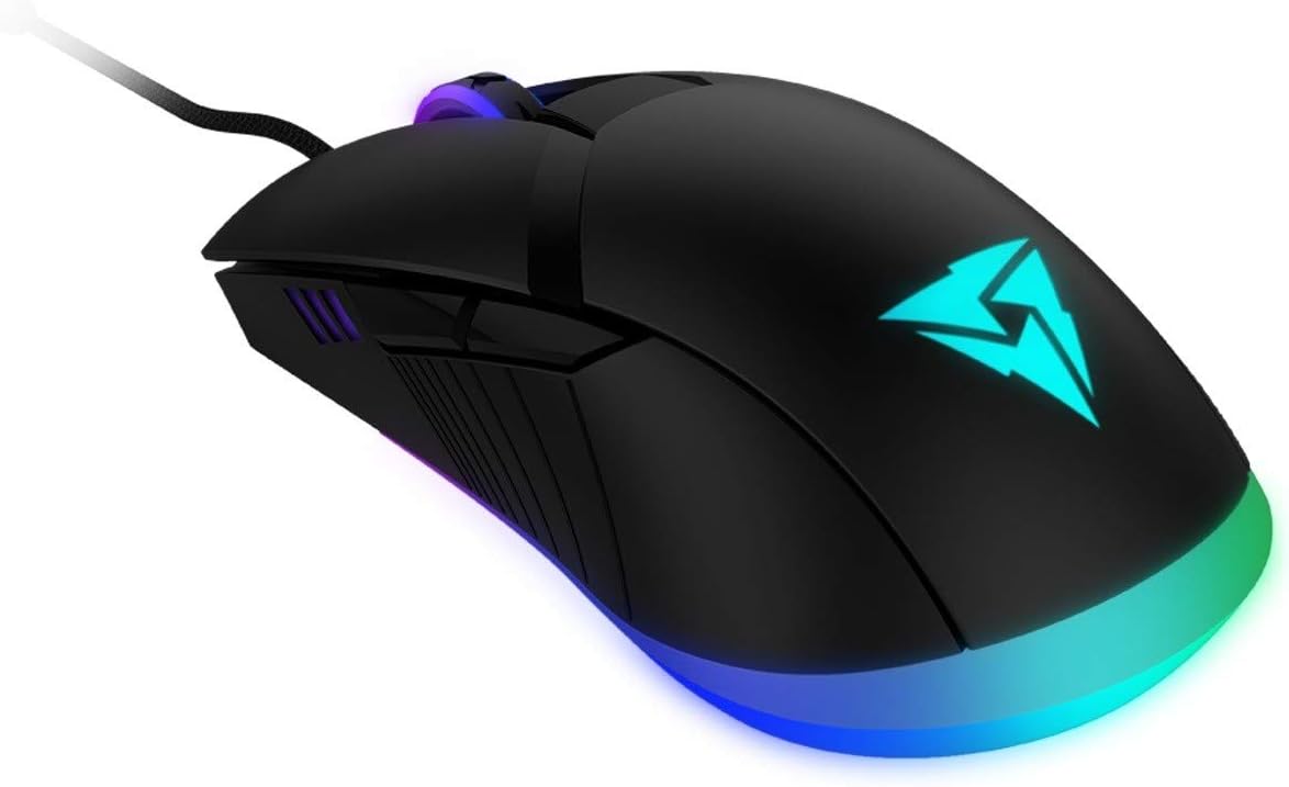 AM7HEX Pro Gaming Mouse (7 Light Effects, OMROM Switches, 12000 DPI, Teflon Feet, HEX Software, Programmable Buttons) Black and Cyan