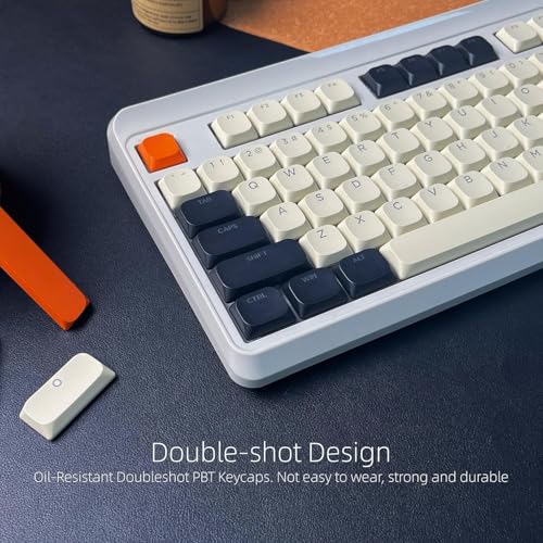 キーキャップ 143キー ロープロファイル PBT キーキャップ フルセット 60% 65% 75% 100% Cherry Gateron MX スイッチキーボード用 (ホワイト&グレー)