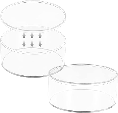 Miniatura 3 de Contenedor redondo de acrílico con tapa, caja organizadora de acrílico redondo transparente, caja circular de acrílico, cajas de almacenamiento de