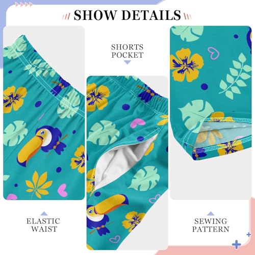 Parrot Tropic Leaves Boys Long Pants Soft Trousers Elastic Waist Kids Lounge Bottoms with Pockets S-XL4