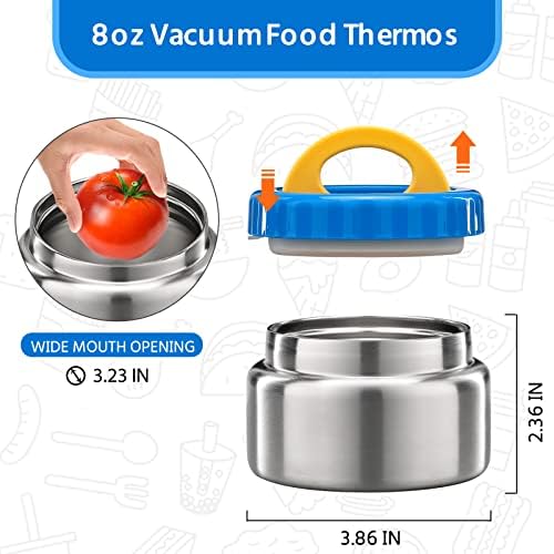 MAISON HUIS Soup Thermos for Youngsters Sizzling Meals 8 oz, Vacuum Insulated Meals Jar Thermos for Sizzling Chilly Meals Leak Proof Insulated Lunch Container Stainless Metal Thermal Extensive Mouth for College (Blue) 5 51a8dJhvqCL. AC
