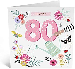 Central 23 - Cute 80th Birthday Card for Women - 'Happy 80th Birthday ' - Sweet Birthday Card for Her - Fun Birthday Card for Him - Comes with Cute Stickers