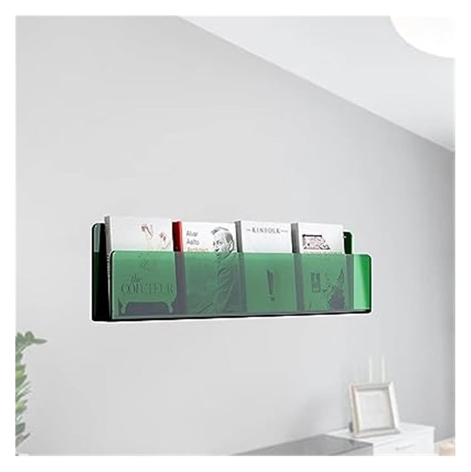LYVQZPWLR Clear Acrylic Wall Mount Magazine Rack, Acrylic Magazine Rack Wall Mounted Green 40-120cm(1pcs,100cm//39.4in)