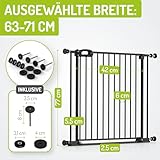 Bomi Treppenschutzgitter Merle Flatstep, Breite 63-71 cm | Türschutzgitter ohne Bohren, stabile Kindersicherung für Kind & Hund, TÜV geprüftes Hundegitter, Türgitter, Treppengitter, Metall Schwarz