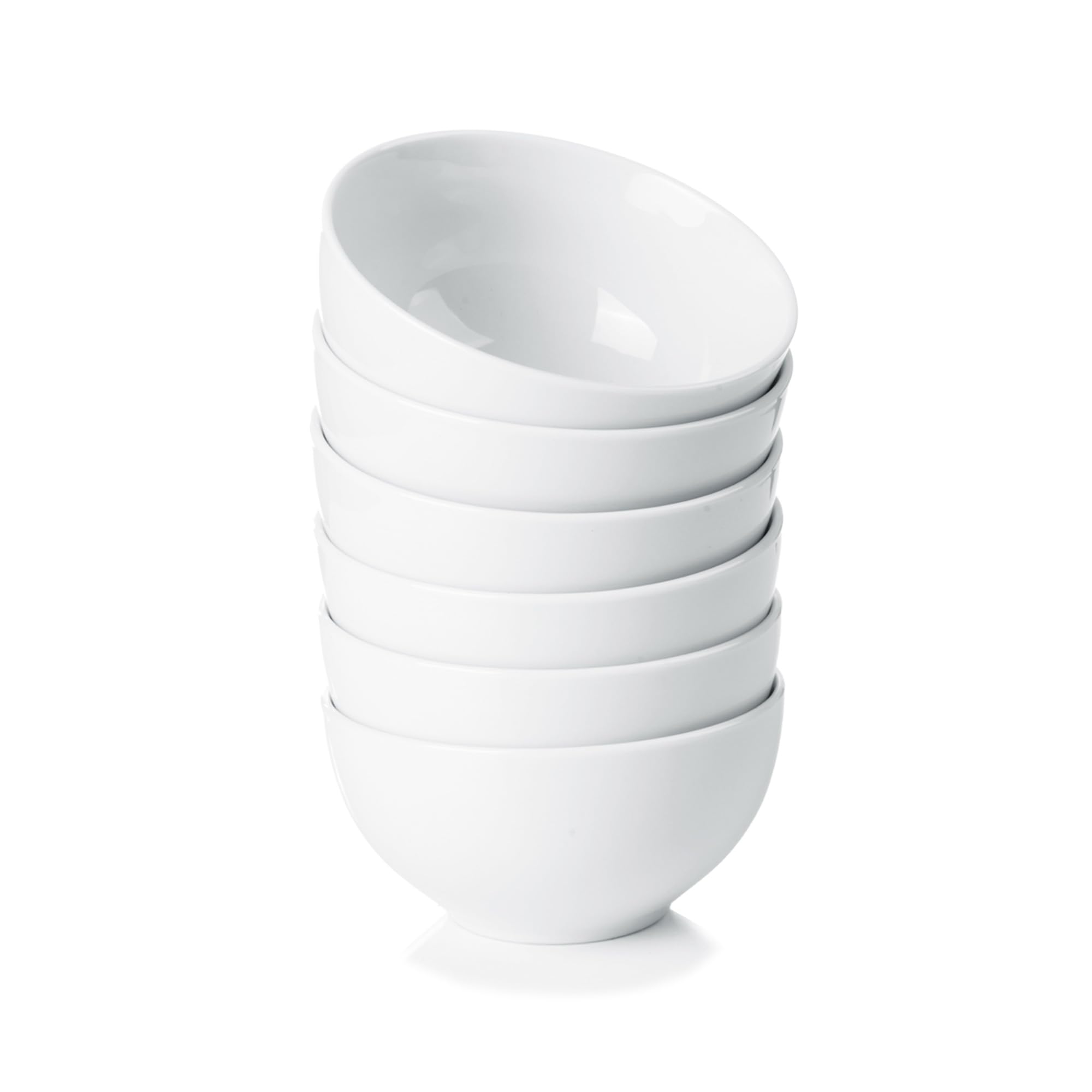 WishDeco Set di 6 ciotole piccole da dessert in ceramica da 300 ml, ciotola per frutta bianca, ciotole in porcellana per gelato, caramelle, snack, yogurt, microonde e lavabili in lavastoviglie
