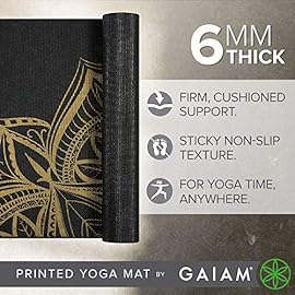 Gaiam Yoga Mat – Premium 6mm Print Extra Thick Non Slip Exercise & Fitness Mat for All Types of Yoga, Pilates & Floor Workouts (68″L x 24″W x 6mm Thick)