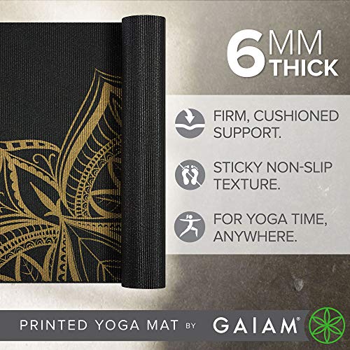 Gaiam Yoga Mat Premium Print Extra Thick Non Slip Exercise & Fitness Mat for All Types of Yoga, Pilates & Floor Workouts, Metallic Bronze Medallion, 6mm by Gaiam - Image 2