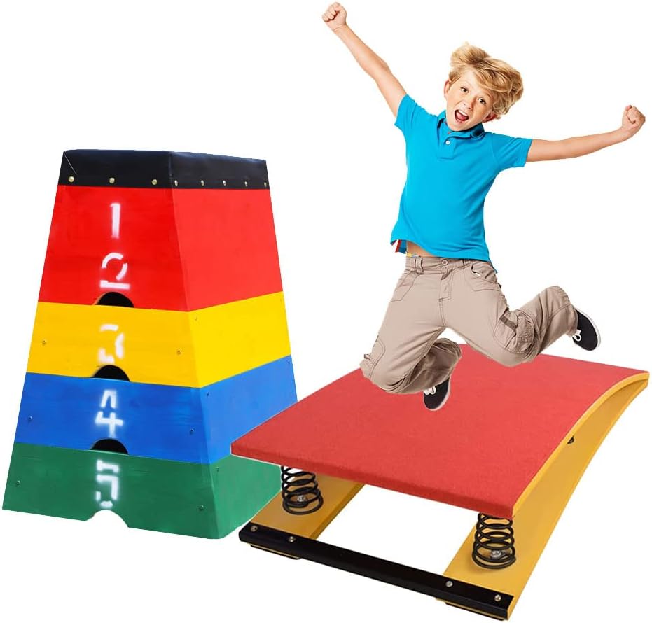 TLTDSMYF Adult Gymnastics Springboard - Detachable Jump Box for Martial Arts, Rolling Jumping & Gymnastics - School & Club Training Sports Equipment - Kids/Teen Practice Vault - Red