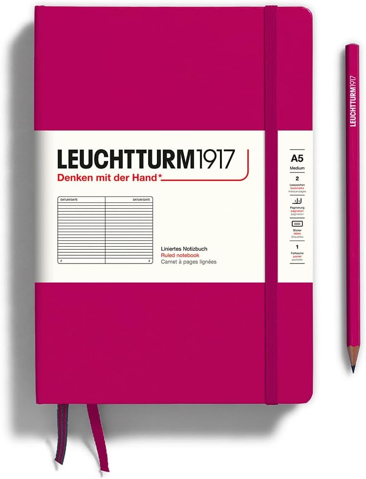 Leuchtturm 344807 Notebook, A5, Ruled, Berry