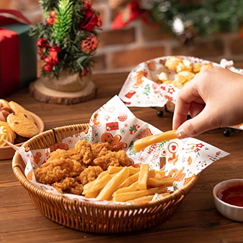 100 Pcs Christmas Wax Paper for Food, Wax Paper Sheets Deli Paper Sandwich Wrap Candy Cookies Wraps