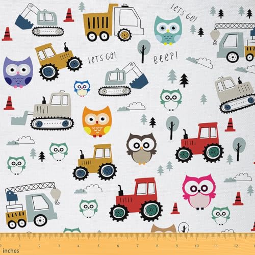 Tela de tapicería de búhos para sillas, tela de construcción por patio, bonita decoración de búho, impermeable, tela para exteriores, vehículos de construcción, rojo, blanco, tela para exteriores,