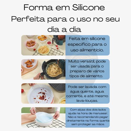 Forma Cesta Flexível de Silicone para Cozinhar Ideal para Air Fryer Forno Microondas Antiaderentes B