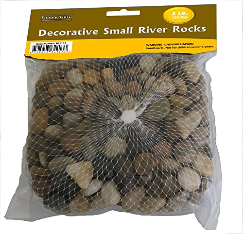 2 Pounds River Rocks, Pebbles, Outdoor Decorative Stones, Natural Gravel, for Aquariums, Landscaping, Vase Fillers, Succulent, Tillandsia, Cactus Pot, Terrarium Plants, SG2133. (32-Oz).