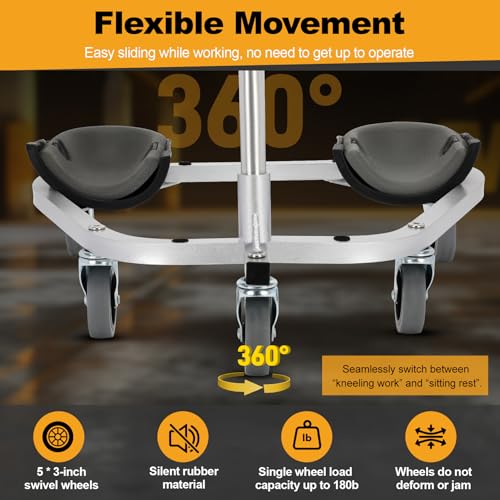 Image of Kneeling Sitting Creeper with 3 inch Casters, Supports 400 lbs, Black
