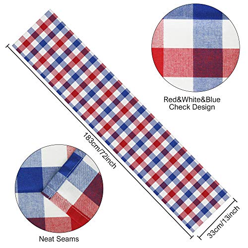 Tifeson 4Th Of July Buffalo Plaid Table Runner - 13 X 72 Inch Patriotic Red & Blue & White Plaid Check Table Runner For Veterans Day Party, Fourth Of July/Independence Day Party Table Decorations #TOP2