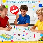 Magnetic Chess Game with String, 20 Colorful Magnet Stones & Portable Storage Bag,Strategy Board Game for Family Game Night,Party, Travel, Camping,Indoor Outdoor Use for Kids Adults