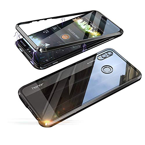 AIsoar Coque magnétique Ultra Fine en métal et Verre trempé pour Huawei Y5 2019, Honor 8S Noir