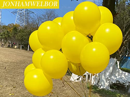 Image of Jonhamwelbor Yellow Balloons 12 inch 100 Pack Matte Dark Yellow Latex Helium Balloons for Baby Shower Birthday Wedding Party Decorations (With Ribbon)