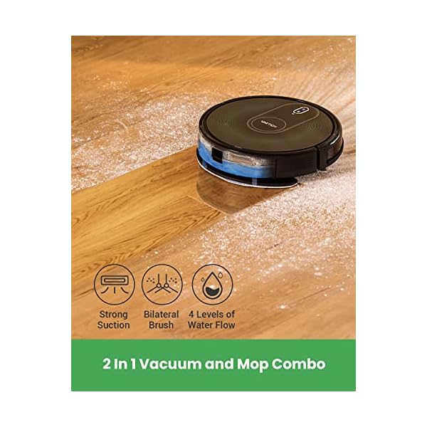 Vactidy Nimble T8 2 in 1 Saugroboter mit Wischfunktion, 3000Pa Saugkraft Staubsauger Roboter mit Wischfunktion, 120Min Laufzeit Wischroboter mit Alexa & App & Siri, Saugroboter Tierhaare, Schwarz – Bild 3