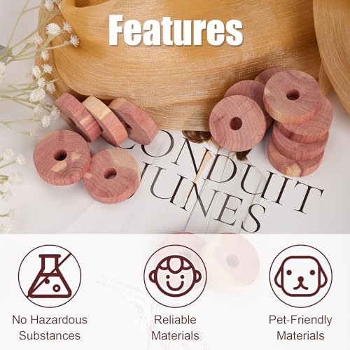 24 Stück Cedar Blocks, Hölzerne Zedernblöcke zur Kleideraufbewahrung Natürlicher Zedernmottenschutz Zedernspäne Zedernholzringe für Hausschränke Schubladen – Bild 4