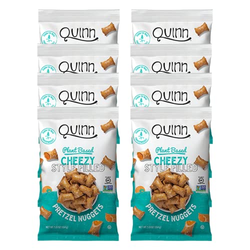 Quinn Plant Based Cheezy Style Filled Pretzel Nuggets, Cheddar Style Filling, Gluten Free, Dairy Free, Corn Free, Vegan Friendly, Non-Gmo, 5.8 Oz - 8 Bags #TOP13