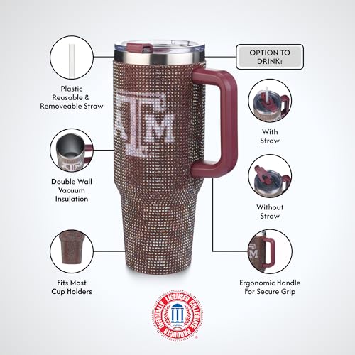 Image of The Memory Company Officially Licensed 40oz TC Bling Game Day Tumbler with Vintage Logo, Texas A&M University