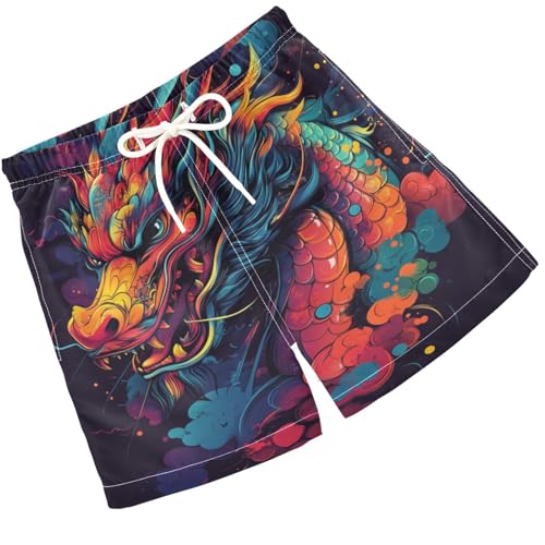 Pigsaly Boys Swim Trunks Dragon Design Boys Board Shorts Swimsuit Swimwear Summer Bathing Suit 3T Multicolor