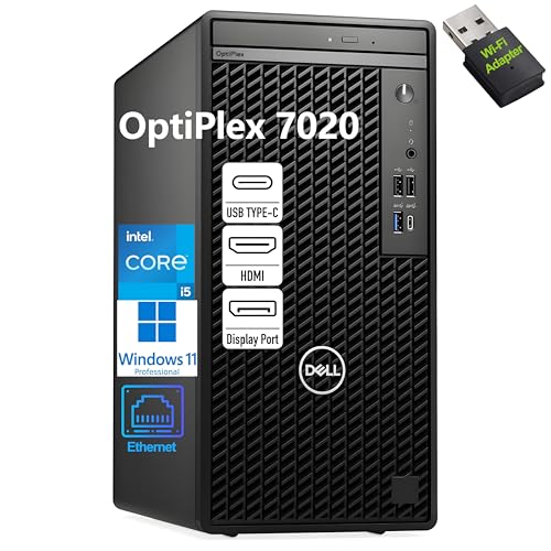 Dell OptiPlex 7020 Tower Business Desktop Computer, 16GB DDR5 RAM, 512GB PCIe SSD, Intel 6-Core i5-12500 (Beat i7-11700), DVDRW, WiFi Adapter, RJ-45, Type-C, HDMI, DisplayPort, Windows 11 Pro