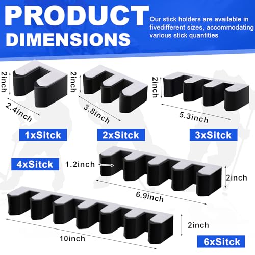 image for Yousoontic Hockey Stick Holder Wall Mount, 1-6 Stick Capacity, Ice and