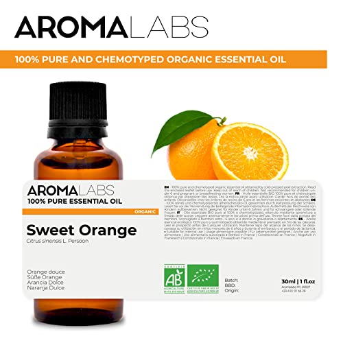 BIO - Sweet Orange Essential Oil - 30mL - 100% Pure, Natural, Chemotyped and AB Certified - Aroma Labs (French Brand) - Image 3