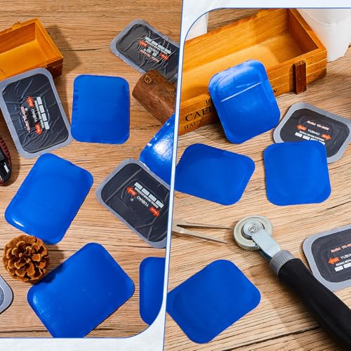 Image of Tallew 60 Pcs Tire Repair Patch Tyre Puncture Repair Patch Kit 2.56 x 3.15 Inch, 3.35 x 4.72 Inch Natural Rubber Tube and Tire Patch Cold Patch for Car Truck Motorcycle Automobile Bike Inner Tire