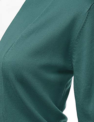 Jj Perfection Women's Basic 3/4 Sleeve Open Front Cropped Cardigan With Plus Size #TOP3